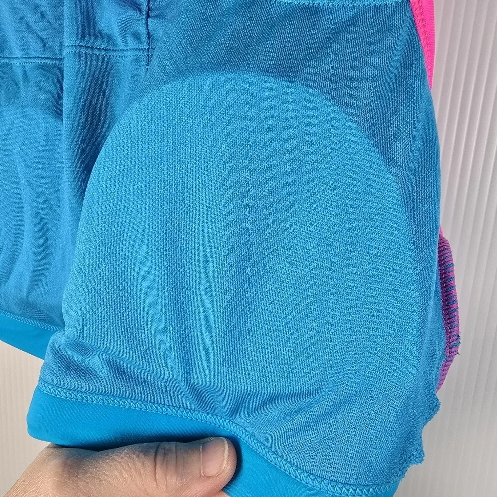 NWOT Adidas Womens Blue and Pink Sports Bra Bikini Top Neon Pink/Turq Size L